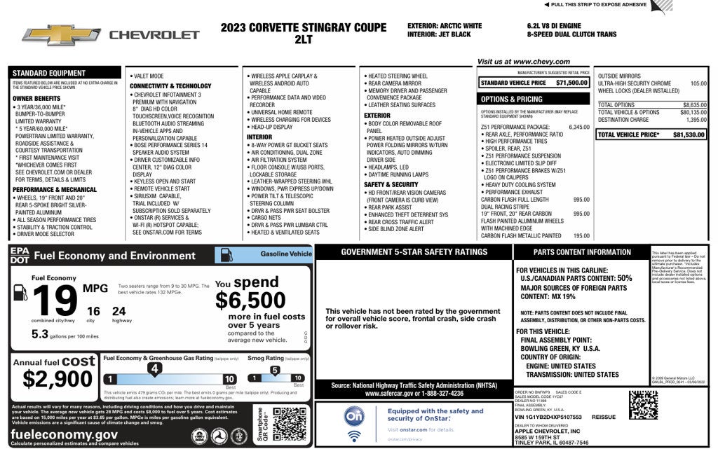 2023 Chevrolet Corvette Stingray 2LT
