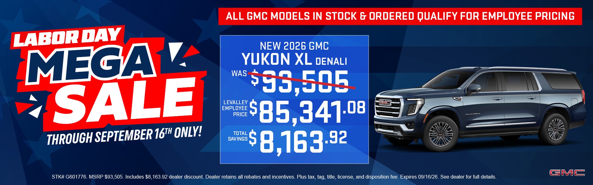 Yukon XL Labor Day Sale